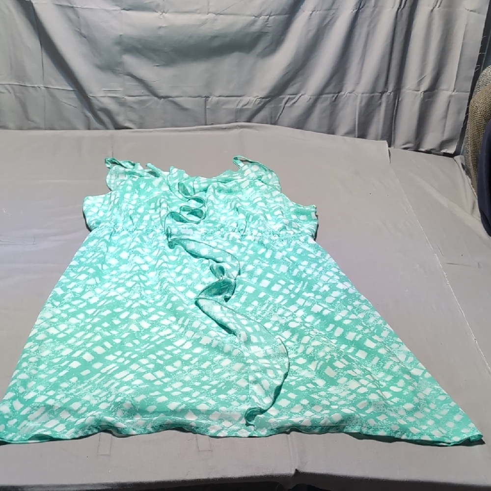 Lane Bryant Aqua and White Patterned Midi Dress‎
